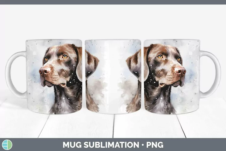 Winter Dogs Shorthaired Pointer Mug Wrap Sublimation Coffee