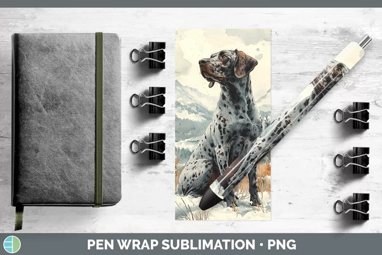 Winter Dogs Shorthaired Pointer Pen Wrap Sublimation Epoxy P