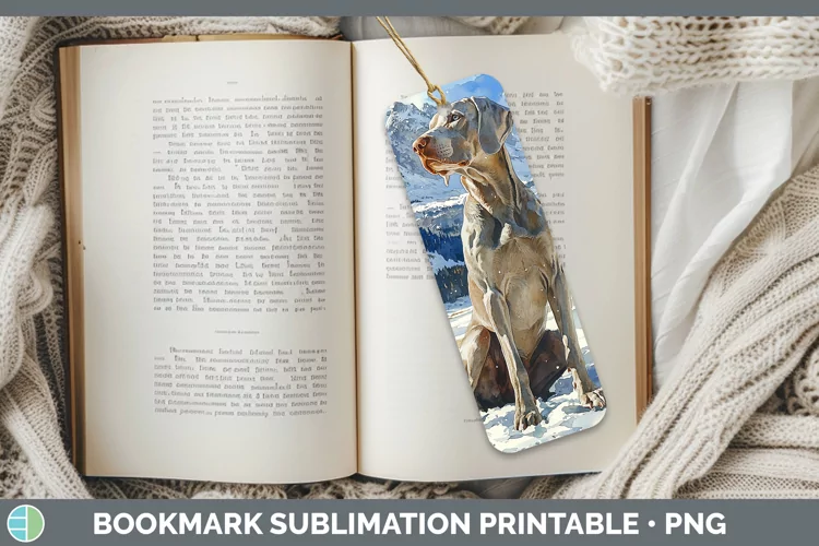 Winter Dogs Weimaraner Bookmark Sublimation Printable Design