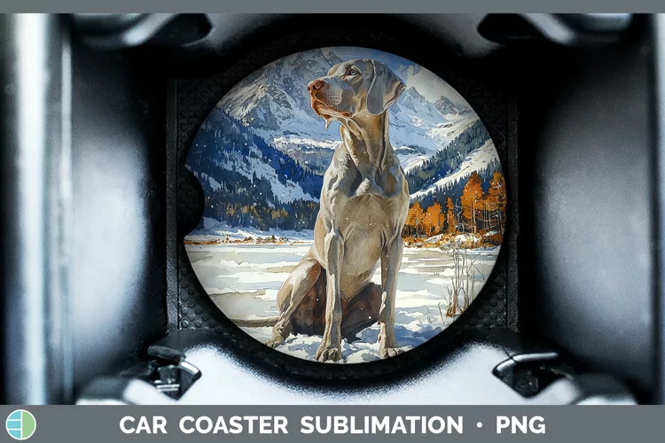 Winter Dogs Weimaraner Car Coaster Sublimation Coaster Desig