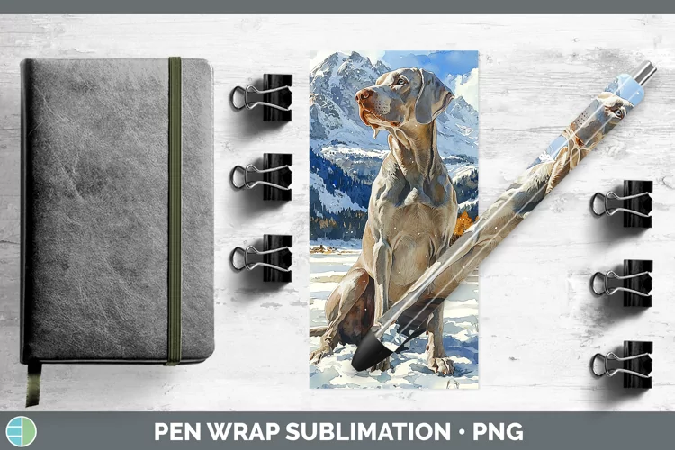 Winter Dogs Weimaraner Pen Wrap Sublimation Epoxy Pen Design