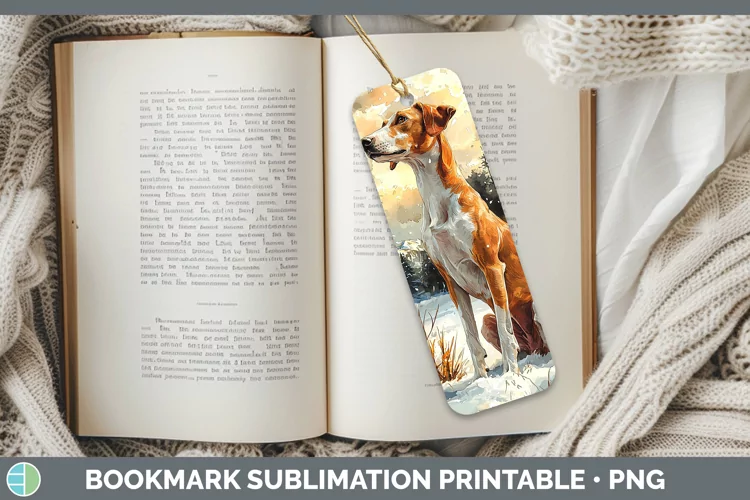 Winter Dogs Whippet Bookmark Sublimation Printable Designs