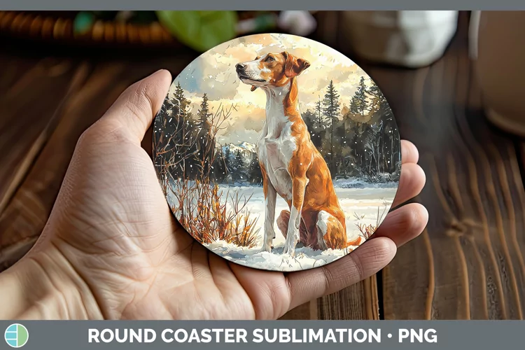 Winter Dogs Whippet Round Coaster Sublimation Coaster Design