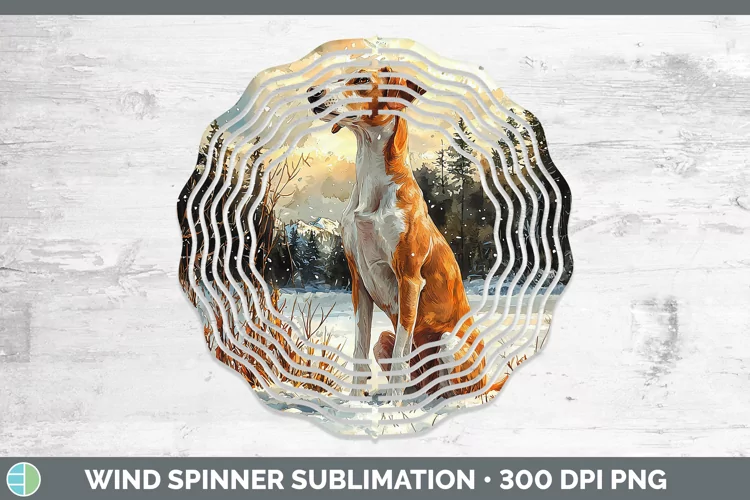 Winter Dogs Whippet Wind Spinner Sublimation Spinner Designs