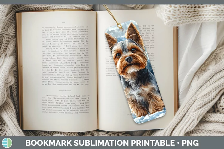 Winter Dogs Yorkshire Terrier Bookmark Sublimation Printable