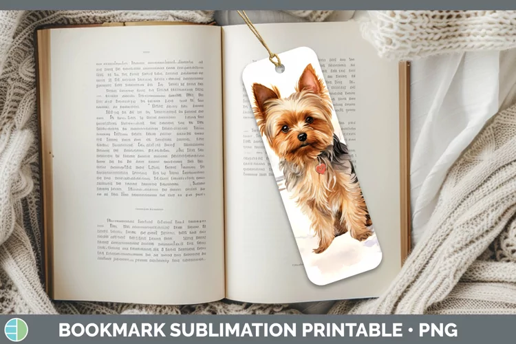Winter Dogs Yorkshire Terrier Bookmark Sublimation Printable