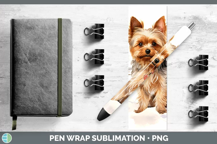 Winter Dogs Yorkshire Terrier Pen Wrap Sublimation Pen Desig