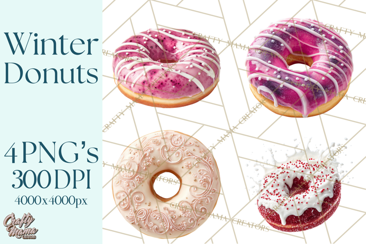 Winter Donuts PNG, Neutral Pastry Clipart, Bakery Elements