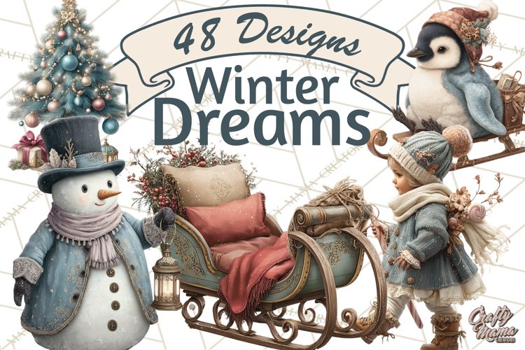 Winter Wonderland Clipart, Holiday Animals Digital Art PNG