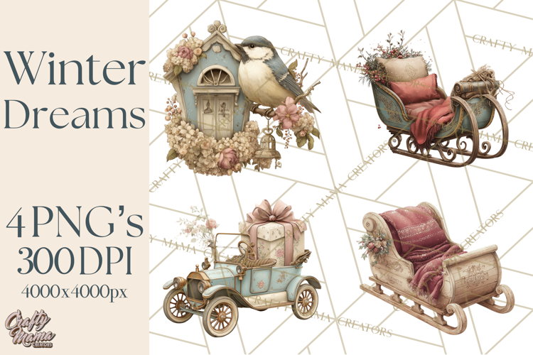 Winter Wonderland Clipart, Holiday Animals Digital Art PNG