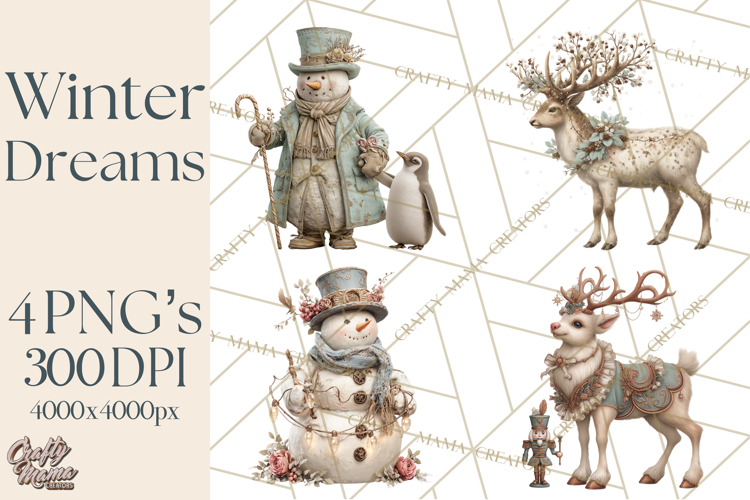 Winter Wonderland Clipart, Holiday Animals Digital Art PNG