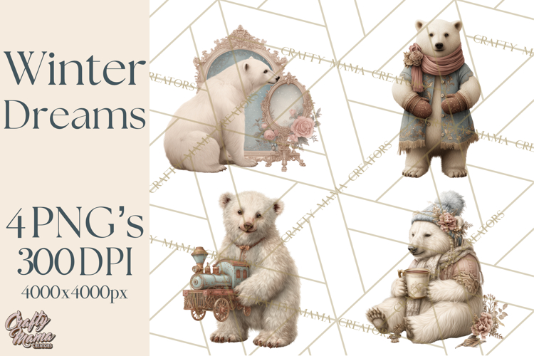 Winter Wonderland Clipart, Holiday Animals Digital Art PNG