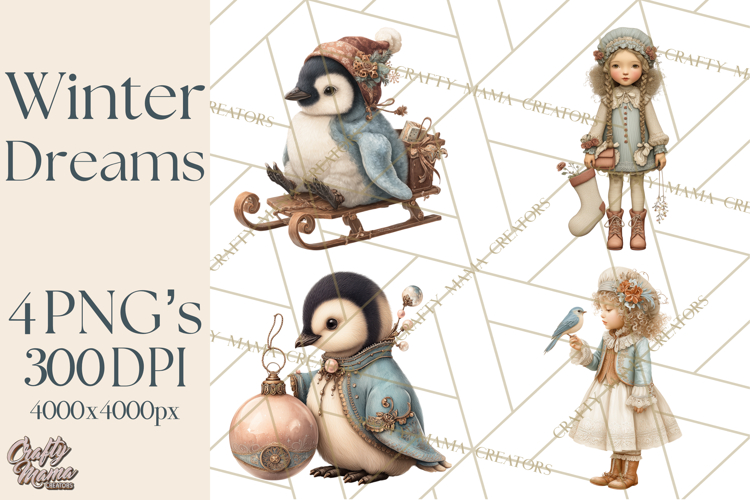 Winter Wonderland Clipart, Holiday Animals Digital Art PNG