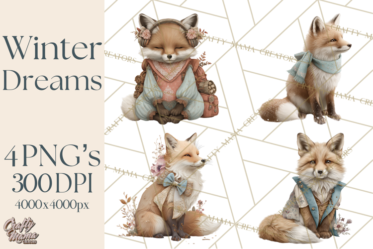Winter Wonderland Clipart, Holiday Animals Digital Art PNG