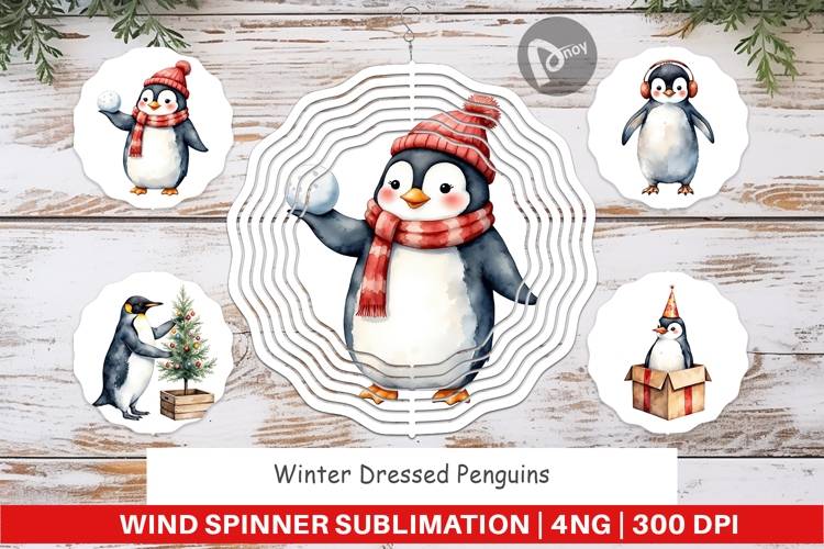 Wind Spinner Winter Penguins