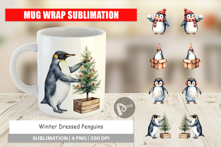 Mug Wrap Winter Penguins