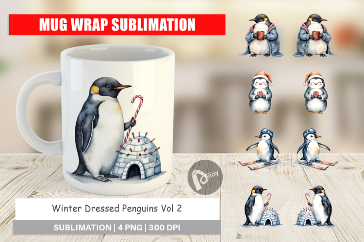 Mug Wrap Winter Penguins