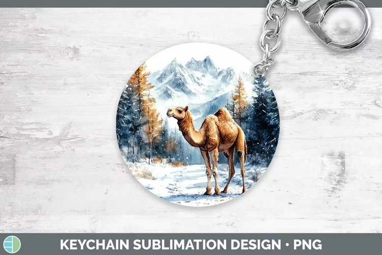 Winter Exotic Animals Camel Keychain Sublimation Keyring Des