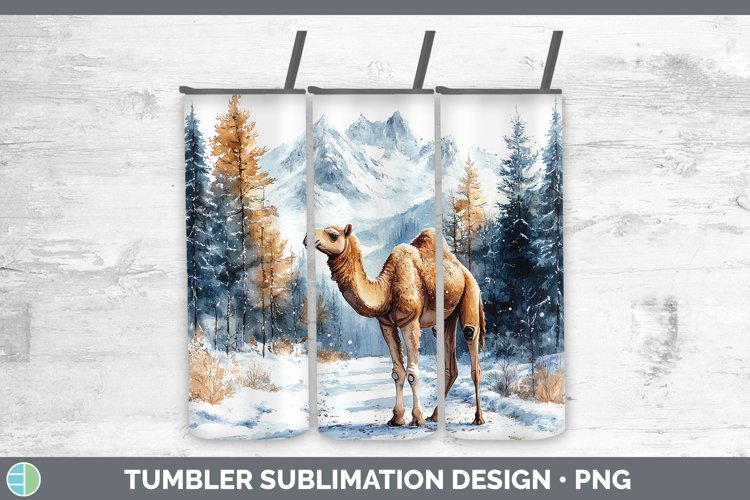 Winter Exotic Animals Camel Tumbler Sublimation 20 oz Skinny