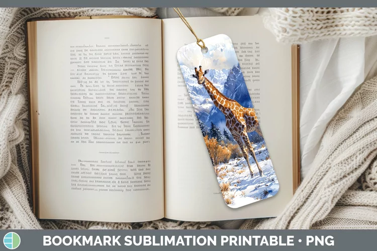 Winter Exotic Animals Giraffe Bookmark Sublimation Printable