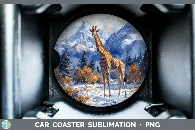 Winter Exotic Animals Giraffe Car Coaster Sublimation Coaste