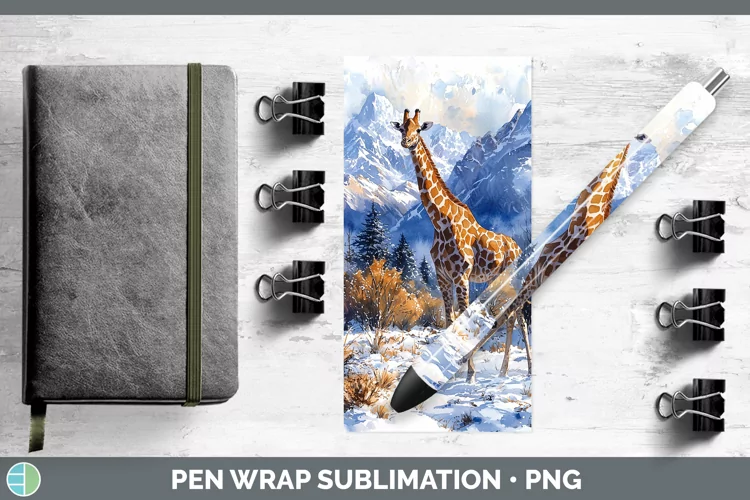 Winter Exotic Animals Giraffe Pen Wrap Sublimation Epoxy Pen