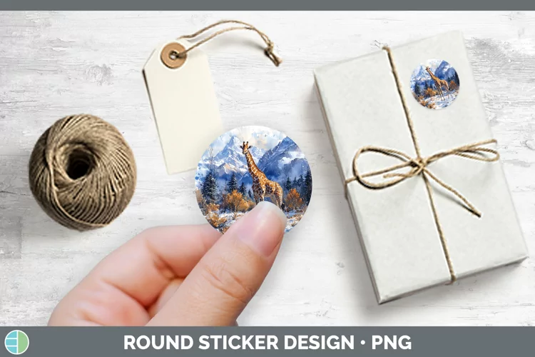 Winter Exotic Animals Giraffe Stickers | Round Labels Design