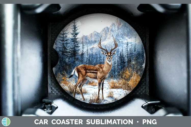 Winter Exotic Animals Impala Car Coaster Sublimation Coaster
