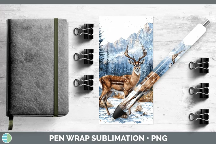 Winter Exotic Animals Impala Pen Wrap Sublimation Epoxy Pen