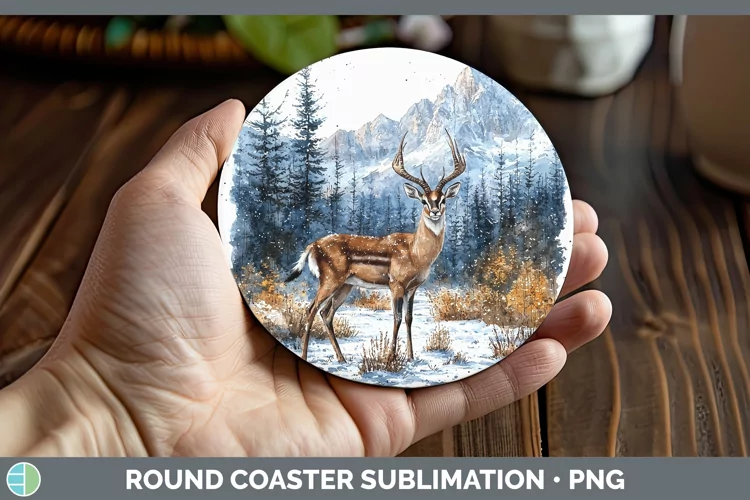 Winter Exotic Animals Impala Round Coaster Sublimation Coast