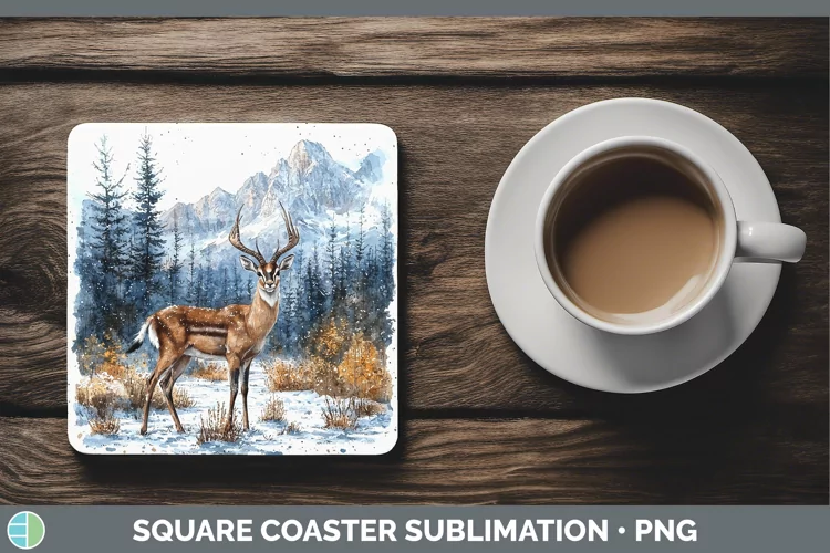 Winter Exotic Animals Impala Square Coaster Sublimation Coas