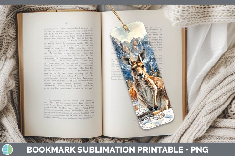 Winter Exotic Animals Kangaroo Bookmark Sublimation Printabl