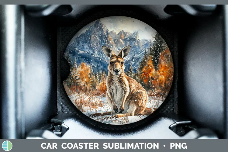 Winter Exotic Animals Kangaroo Car Coaster Sublimation Coast