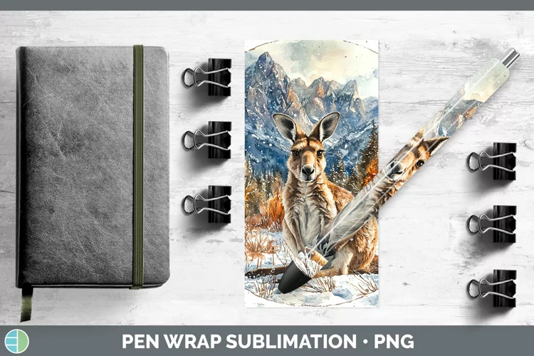 Winter Exotic Animals Kangaroo Pen Wrap Sublimation Epoxy Pe