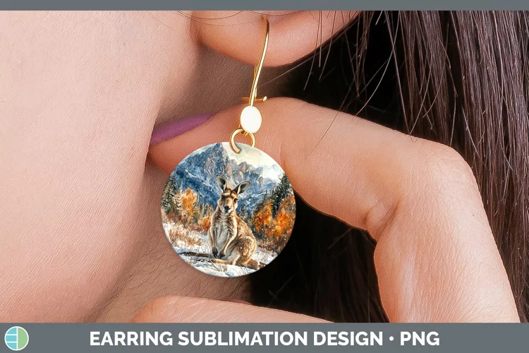 Winter Exotic Animals Kangaroo Round Earrings Sublimation Ea