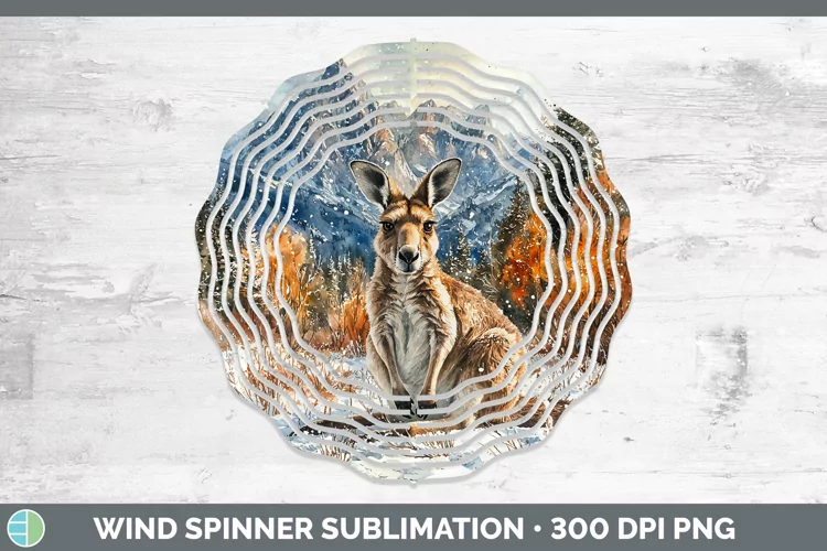 Winter Exotic Animals Kangaroo Wind Spinner Sublimation Spin