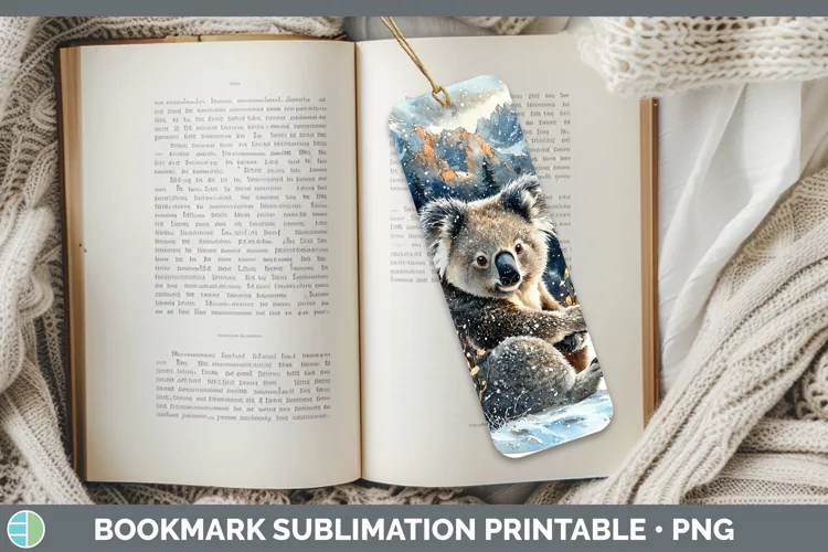 Winter Exotic Animals Koala Bookmark Sublimation Printable D