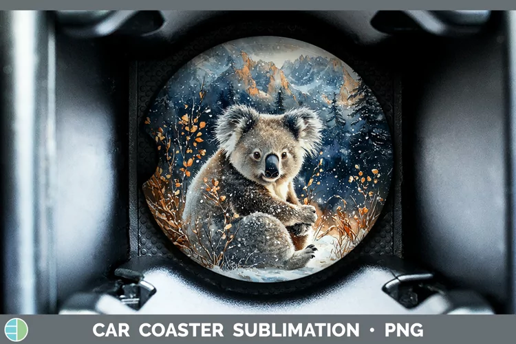 Winter Exotic Animals Koala Car Coaster Sublimation Coaster