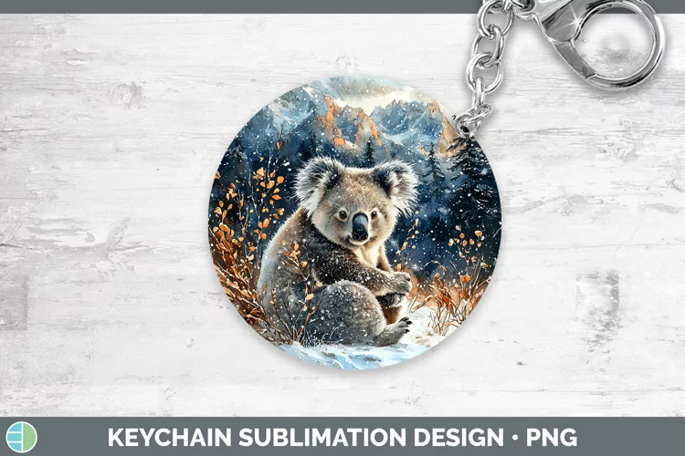 Winter Exotic Animals Koala Keychain Sublimation Keyring Des