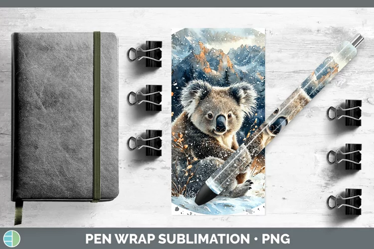 Winter Exotic Animals Koala Pen Wrap Sublimation Epoxy Pen D