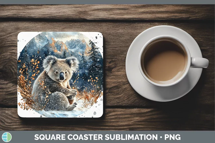 Winter Exotic Animals Koala Square Coaster Sublimation Coast