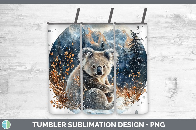 Winter Exotic Animals Koala Tumbler Sublimation 20 oz Skinny