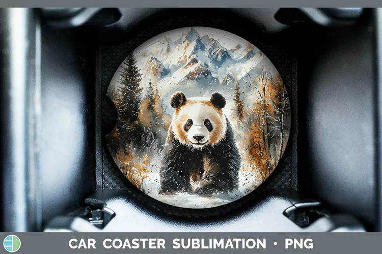 Winter Exotic Animals Panda Bear Car Coaster Sublimation Coa