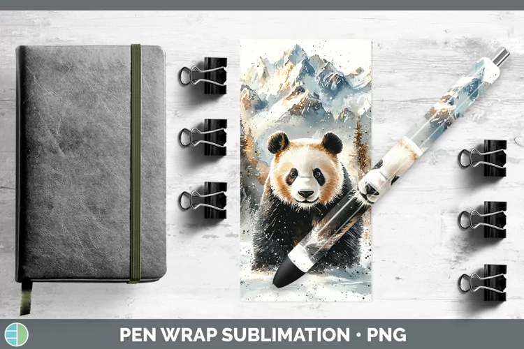 Winter Exotic Animals Panda Bear Pen Wrap Sublimation Epoxy