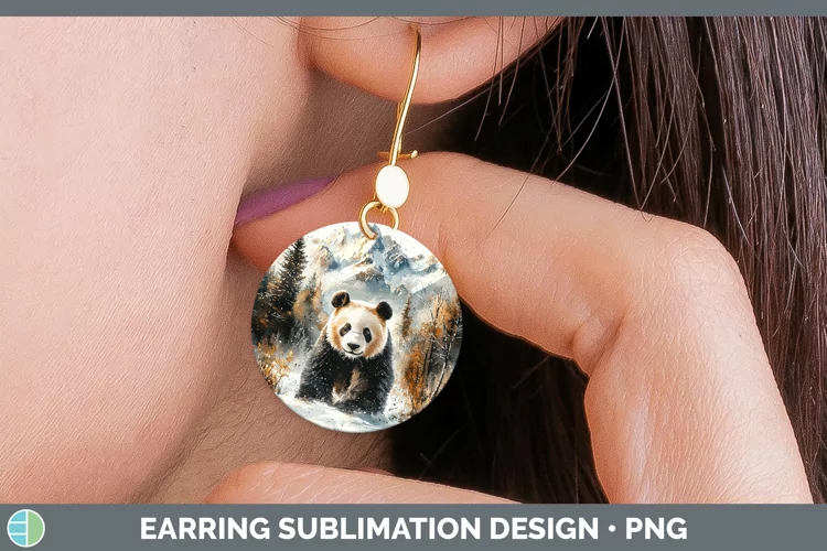 Winter Exotic Animals Panda Bear Round Earrings Sublimation