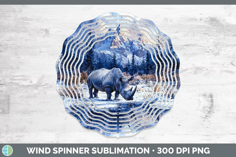 Winter Exotic Animals Rhino Wind Spinner Sublimation Spinner