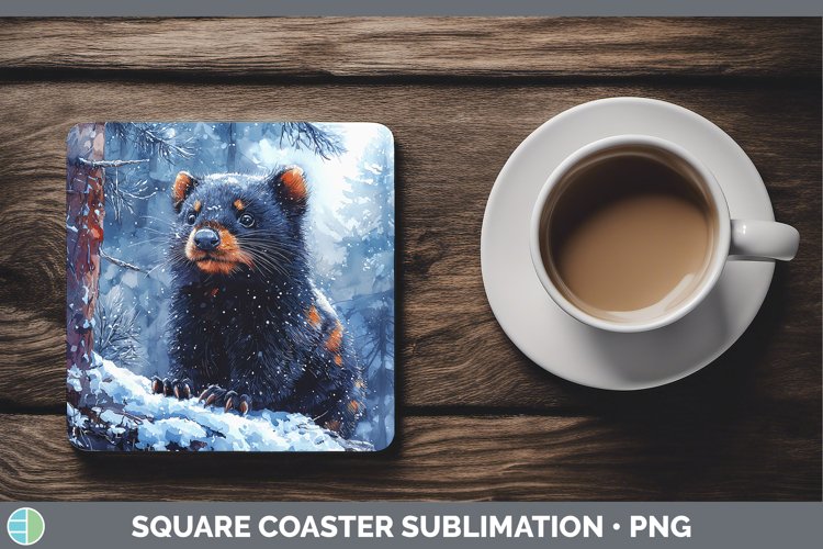 Winter Exotic Animals Tasmanian Devil Square Coaster Sublima