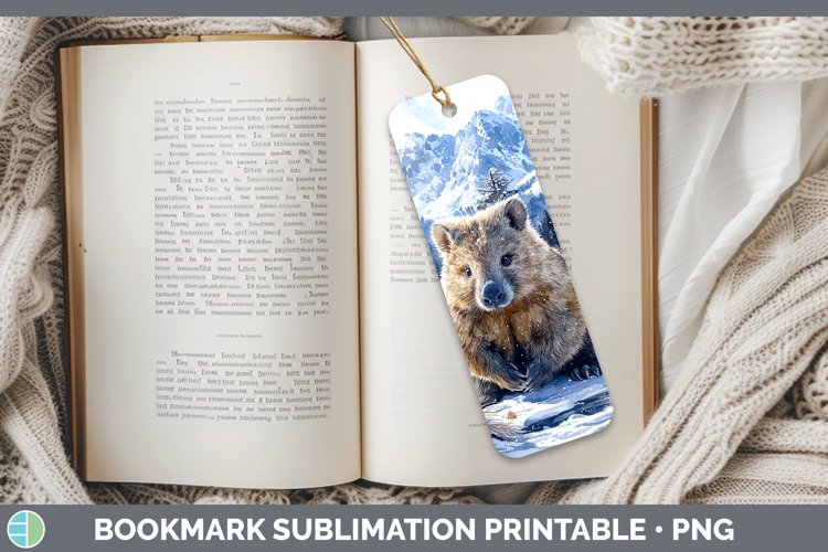 Winter Exotic Animals Wombat Bookmark Sublimation Printable