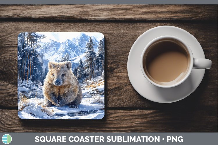Winter Exotic Animals Wombat Square Coaster Sublimation Coas