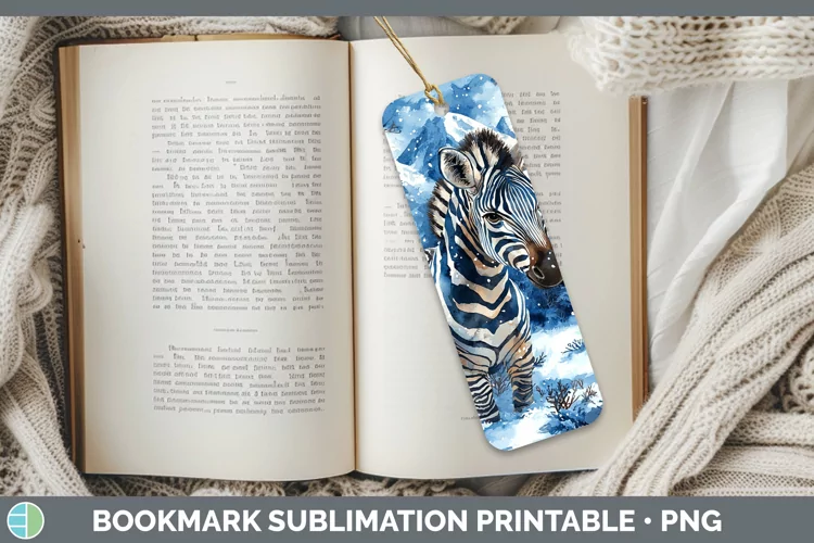 Winter Exotic Animals Zebra Bookmark Sublimation Printable D